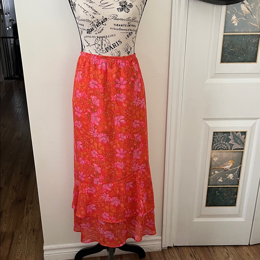 😃Floral Pink and Orange Women's Skirt